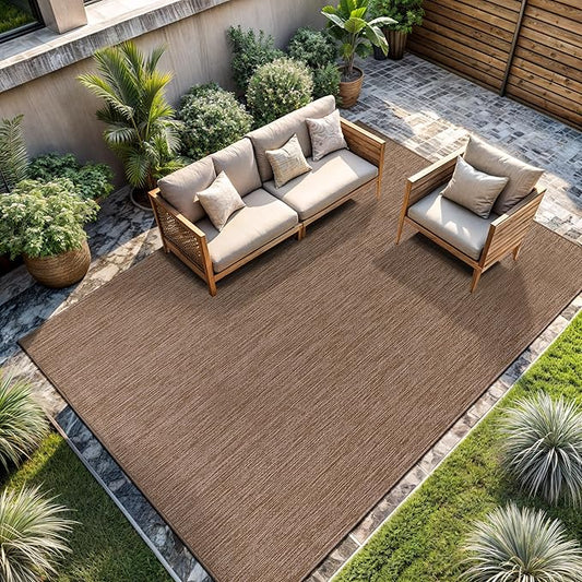 CAMILSON Outdoor Rug 8x10 Modern Area Rugs for Indoor and Outdoor Patios and Porches - Waterproof, Washable, Non-Shedding, Easy-to-Clean Outside Carpet (8 x 10, Solid - Jute)-Ruum Studio Home