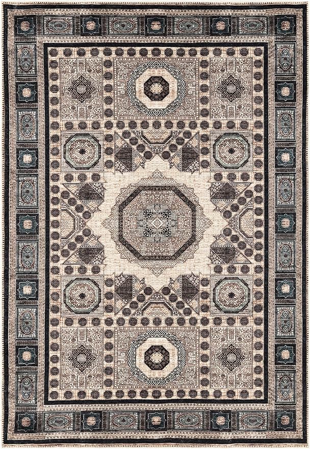 Keen Home Design 6x9 Rug - Machine Washable Area Rug with Non-Slip Backing, Ideal for Living Room, Dining Room, Bedroom - Vintage, Easy Clean, Durable, Low Pile Rug - (6' x 9')-Ruum Studio Home