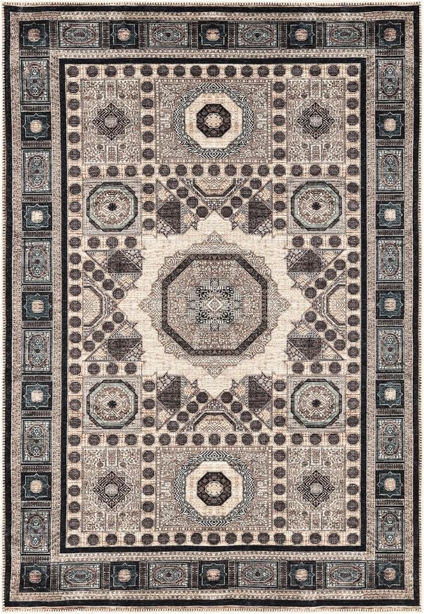 Keen Home Design 9x12 Rug - Machine Washable Area Rug with Non-Slip Backing, Ideal for Living Room, Dining Room, Bedroom - Vintage, Easy Clean, Durable, Low Pile Rug - (9' x 12')-Ruum Studio Home