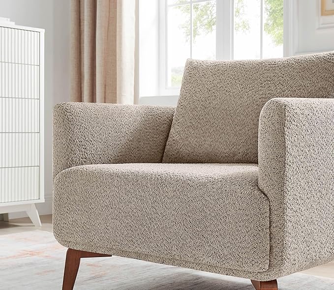 Oversized Accent Chair Modern Boucle Armchair for Living Room- 37" Wide Accent Chair with Solid Wood Legs, Camel Upholstered Lounge Chair for Bedroom & Office, Cozy Reading Chair (Easy Assembly)-Ruum Studio Home