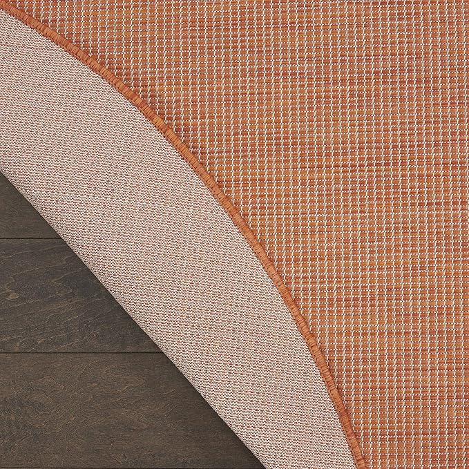 Nourison Positano Indoor/Outdoor Terracotta 6' x Round Area Rug, Easy Cleaning, Non Shedding, Bed Room, Living Room, Dining Room, Backyard, Deck, Patio (6 Round)-Ruum Studio Home