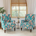 Lumibee High Back Accent Chair Set of 2, Armchair in Fabric,Comfy Upholstered Wingback Single Sofa Reading Chairs with Solid Wood Legs for Living Room,Bedroom,Office-Peacock Blue-Ruum Studio Home