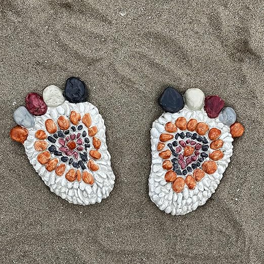 Garden Stepping Stones - Decorative Garden Stones for Patio, Deck, Garden or Sidewalk Faux Cobblestone Stepping Stones (Set of 2#A Small Size-Ruum Studio Home