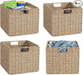12x12x10in Seagrass Storage Baskets Set of 4, Large Wicker Storage Basket, Decorative Seagrass Shelf Basket, Pantry Baskets Organization,Folding Storage Cube Bins-Ruum Studio Home