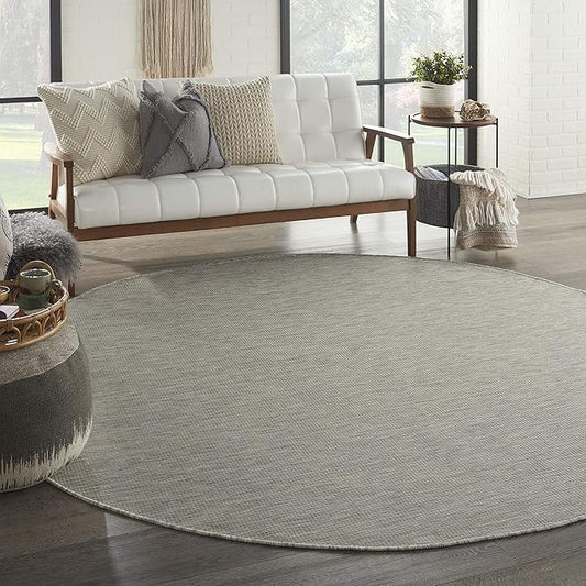 Nourison Home Positano 8' x Round Light Gray Fabric Modern Area Rug (8' Round)-Ruum Studio Home