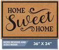 Barnyard Designs Natural Coco Coir Heavy Duty Backing Doormat - Large Cute Non-Slip Front Door Welcome Mat for Outside Entrance or Porch Entry, Brown (24x36, Home Sweet Home)-Ruum Studio Home