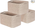 MINTWOOD Design 3-Pack Decorative Woven Storage Baskets for Shelves, Cube Bin Box for Organizing Books, Shoes, Dog Toys, Pantry Closet and Living Room Organizer, Oatmeal Brown-Ruum Studio Home