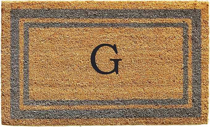 Calloway Mills 153021830G Periwinkle Border 18" x 30" Monogram Doormat, (Letter G)-Ruum Studio Home