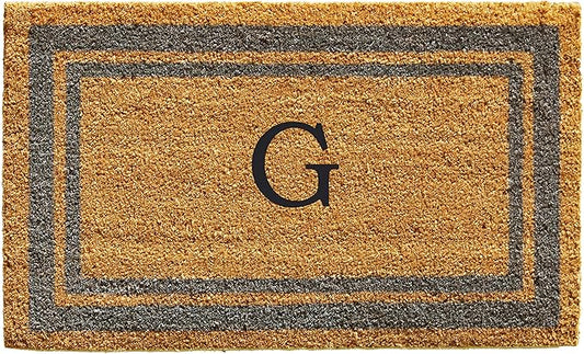 Calloway Mills 153021830G Periwinkle Border 18" x 30" Monogram Doormat, (Letter G)-Ruum Studio Home