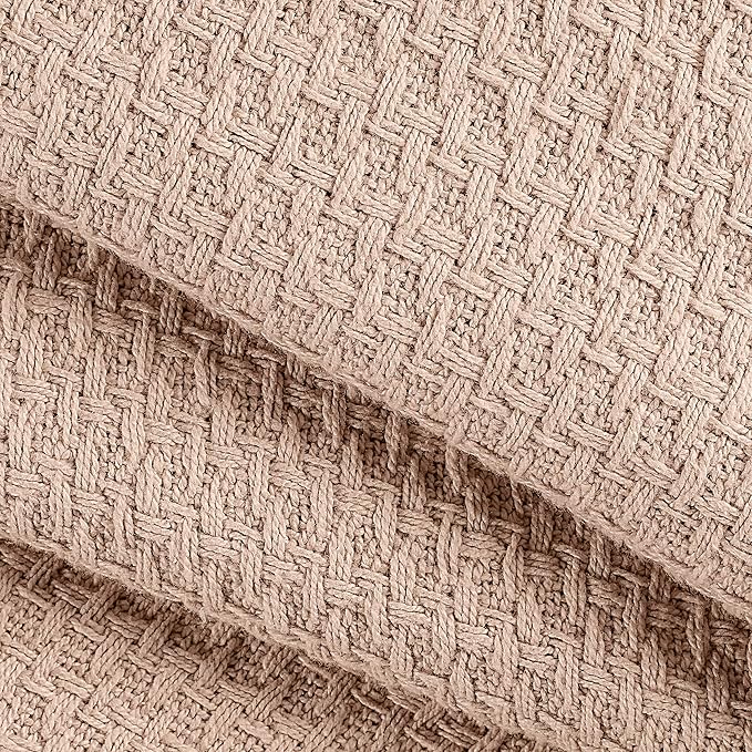Elvana Home 100% Cotton Bed Blanket, Breathable Bed Blanket King Size, Cotton Thermal Blankets King, Perfect for Layering Any Bed for All Season, Beige-Ruum Studio Home