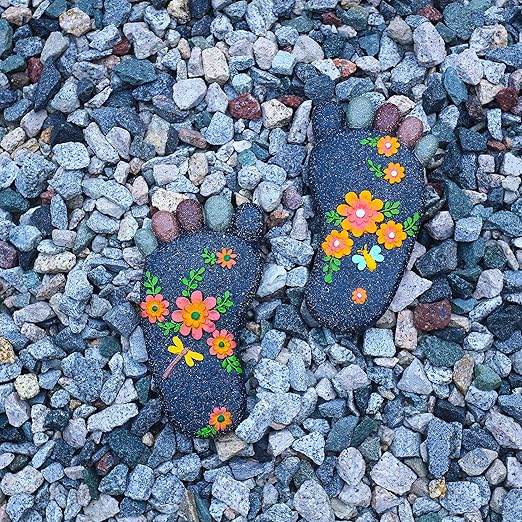 Stepping Stones Garden Decorative Stones for Patio, Deck, Garden or Sidewalk Home Decor Footprint Shaped Stepping Stones Set of 2 （Dark Grey）-Ruum Studio Home