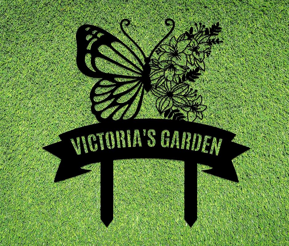 Personalized Metal Garden Sign with Stake, Custom Garden Decor for Outdoor, Custom Family Name Sign, Patio Decorations, Lawn Art, Farmhouse Decorative, Housewarming Gift (CstmDesign7)-Ruum Studio Home
