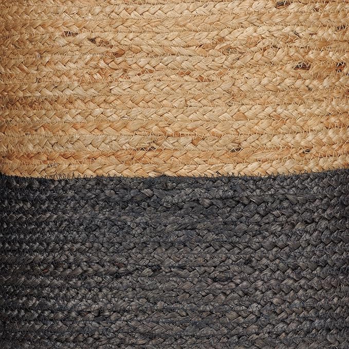REDEARTH · Cylindrical Pouf Foot Stool Ottoman - Jute Braided Pouffe Poof Accent Sitting Footrest for Living Room, Bedroom, Nursery, Patio, Lounge - Set of 2 (14.5”x14.5”x16”; Natural Gray)-Ruum Studio Home