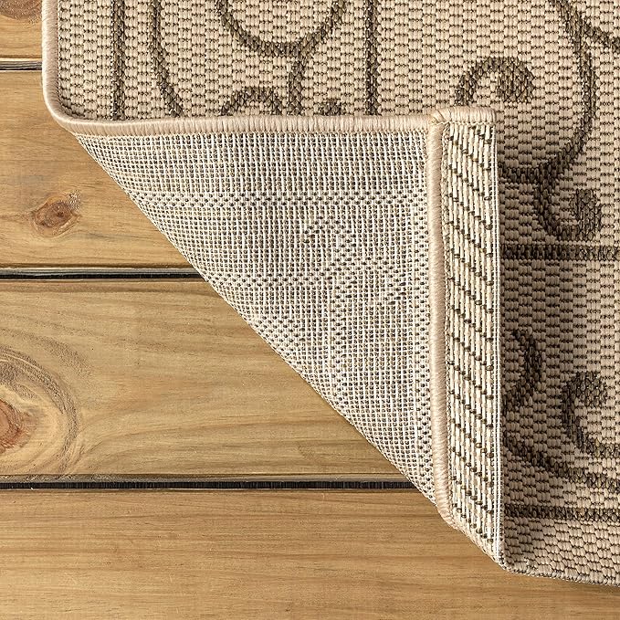 JONATHAN Y Vintage Filigree Indoor Outdoor Area Rug 6X9 Beige/Brown, Charleston Textured Weave for Backyard, Patio, Porch, Easy-Cleaning, High Traffic, Pet-Friendly, Non-Shedding (SMB106A-6)-Ruum Studio Home