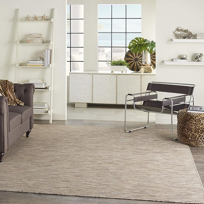 Nourison Positano Indoor-Outdoor Beige 5' x 7' Area Rug, Easy Cleaning, Non Shedding, Bed Room, Living Room, Dining Room, Backyard, Deck, Patio (5x7)-Ruum Studio Home