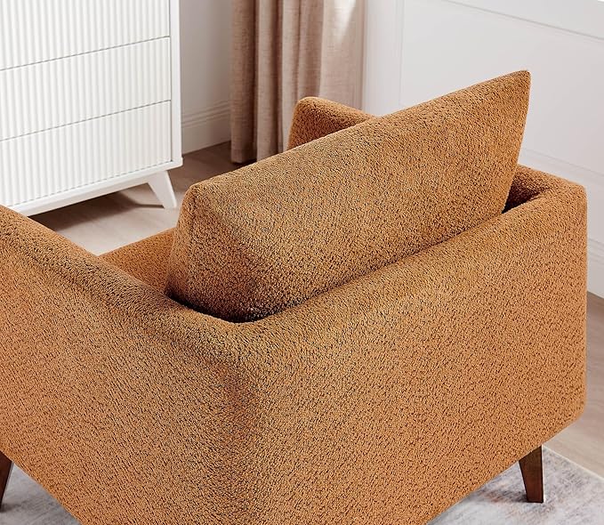 Oversized Accent Chair Modern Boucle Armchair for Living Room- 37" Wide Accent Chair with Solid Wood Legs, Curry Upholstered Lounge Chair for Bedroom & Office, Cozy Reading Chair (Easy Assembly)-Ruum Studio Home