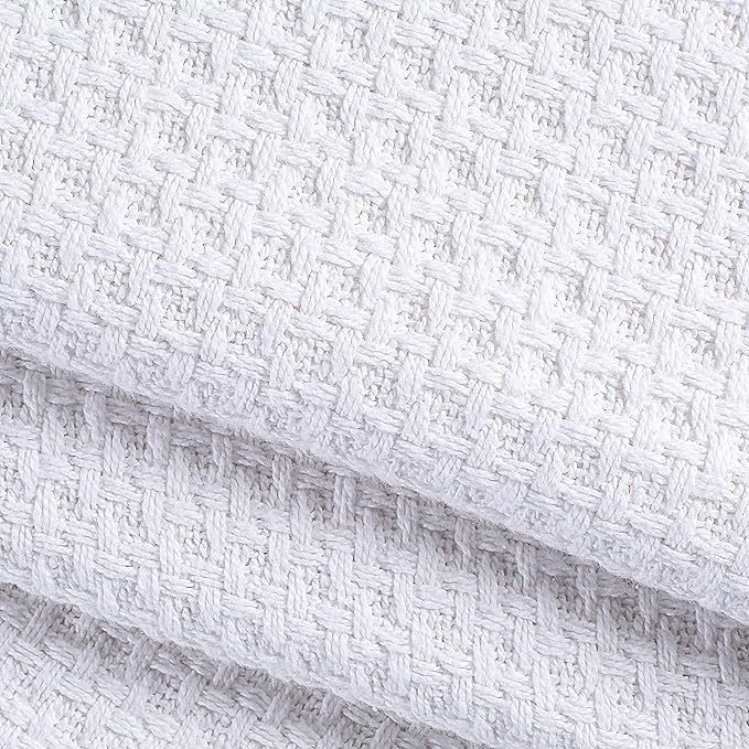 Elvana Home 100% Cotton Bed Blanket, Breathable Bed Blanket Full - Queen Size, Cotton Thermal Blankets Full - Queen, Perfect for Layering Any Bed for All Season, White-Ruum Studio Home