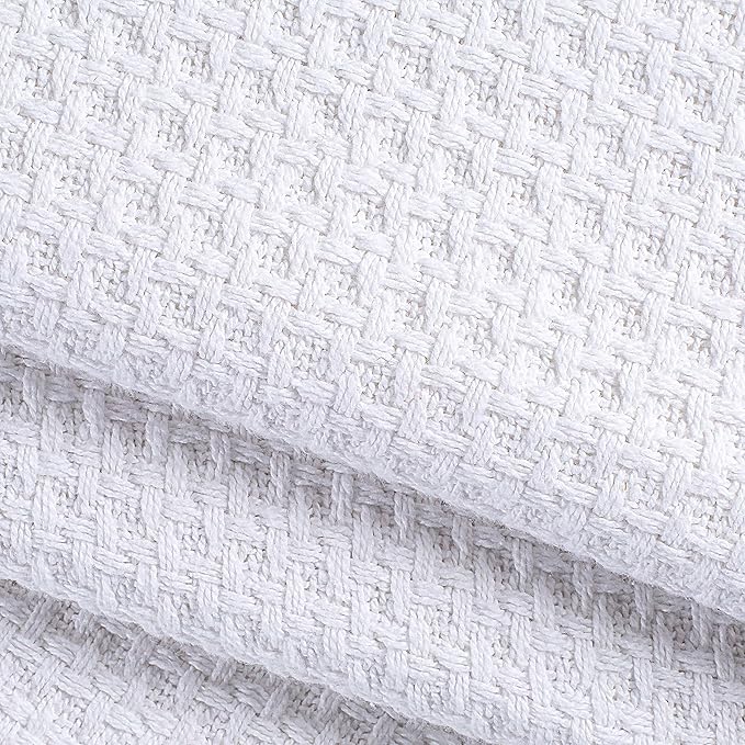 Elvana Home 100% Cotton Bed Blanket, Breathable Bed Blanket Twin Size, Cotton Thermal Blankets Twin, Perfect for Layering Any Bed for All Season, White-Ruum Studio Home
