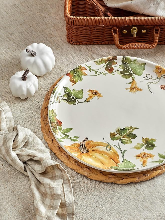 Bico Woodland Critters Dinner Plates Set of 4, 11 Inch Large Ceramic Plates for Pasta, Steak, Stylish Serving Dishes, Microwave and Dishwasher Safe, Gift for Housewarming and Thanksgiving-Ruum Studio Home