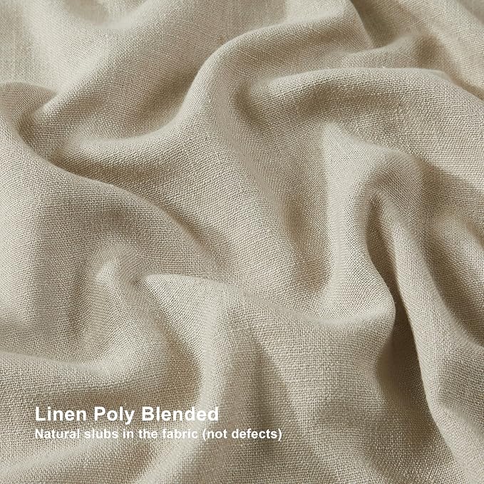 Vision Home Sand Pinch Pleated Full Blackout Curtains Linen Blended Room Darkening Window Curtains 108 inch for Living Room Bedroom Thermal Insulated Pinch Pleat Drapes with Hooks 60" Wx108 Lx1-Ruum Studio Home