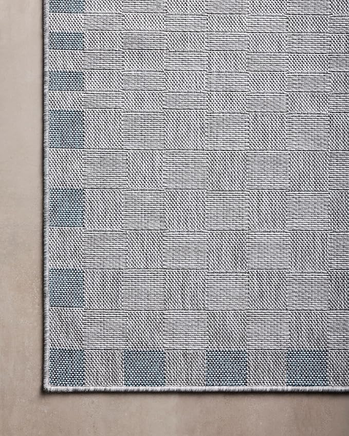 Loloi Amber Lewis Topanga Collection TOP-07 Silver/Blue 6'-7" x 9'-4" Indoor/Outdoor Area Rug-Ruum Studio Home