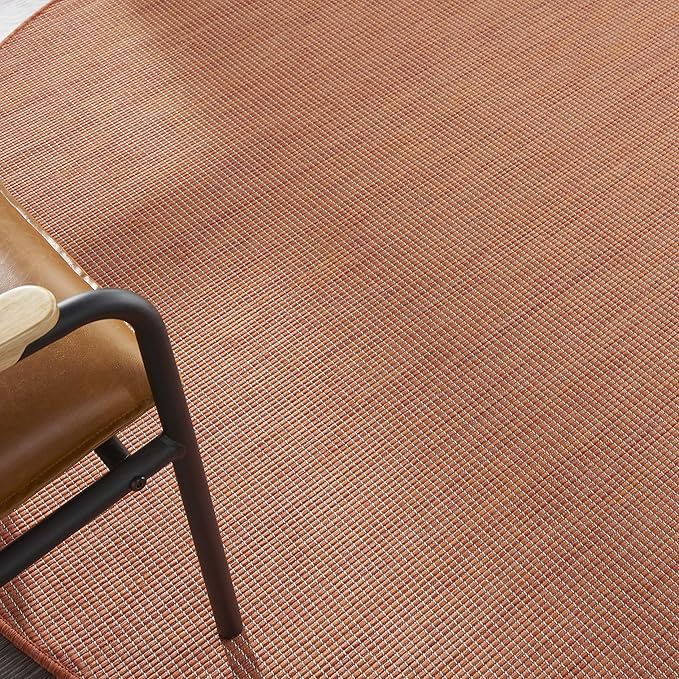 Nourison Positano Indoor/Outdoor Terracotta 6' x Round Area Rug, Easy Cleaning, Non Shedding, Bed Room, Living Room, Dining Room, Backyard, Deck, Patio (6 Round)-Ruum Studio Home