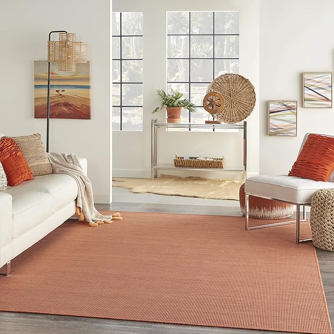 Nourison Positano Indoor/Outdoor Terracotta 9' x 12' Area Rug, Easy- Cleaning, Non Shedding, Bed Room, Living Room, Dining Room, Backyard, Deck, Patio (9x12)-Ruum Studio Home