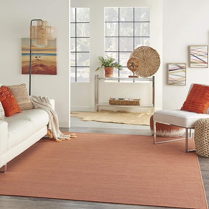 Nourison Home Positano 7' x 10' Terracotta Fabric Modern Area Rug (7' x 10')-Ruum Studio Home