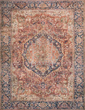 Loloi Layla Collection LAY-08 Red/Navy 7'-6" x 9'-6" .13" Thick Area Rug, Soft, Durable, Vintage Inspired, Distressed, Low Pile, Non-Shedding, Easy Clean, Printed, Living Room Rug-Ruum Studio Home