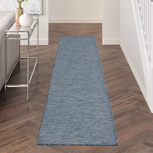 Nourison Positano Indoor/Outdoor Navy Blue 2'2" x 12' Area Rug, Easy Cleaning, Non Shedding, Bed Room, Living Room, Dining Room, Backyard, Deck, Patio (2x12)-Ruum Studio Home