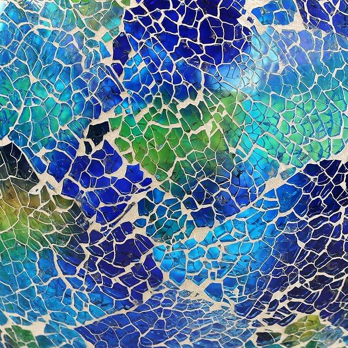 Sunnydaze Azul Terra 10" Crackled Glass Garden Gazing Globe with LED Solar Light - Set of 2-Ruum Studio Home