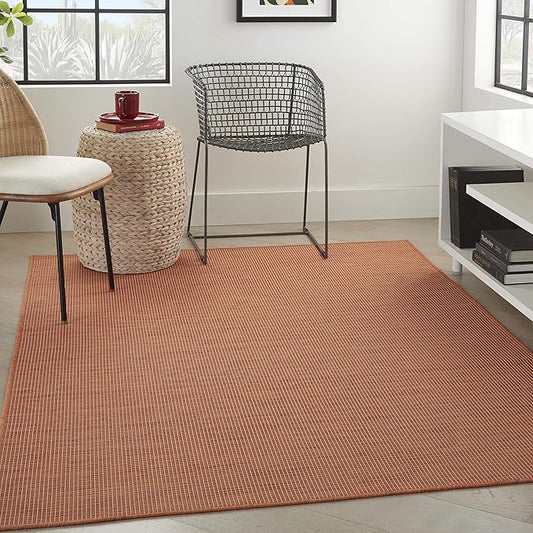 Nourison Home Positano 3' x 5' Terracotta Fabric Modern Area Rug (3' x 5')-Ruum Studio Home