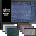 GORILLA GRIP 100% Waterproof All-Season WeatherMax Doormat 35x23, US Designed Natural Rubber, Stain and Fade Resistant, Low Profile Indoor Outdoor Door Mats, Easy Clean Patio Mat, Navy Greek Keys-Ruum Studio Home