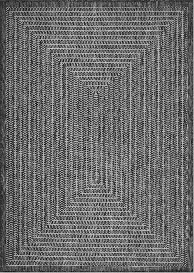 Adiva Rugs Outdoor Indoor Area Rug, Weather Resistant, Easy to Clean, Stain Resistant Floor Mat for Dining Room, Backyard, Deck, Patio (Pebble Weiss, 6' x 9')-Ruum Studio Home