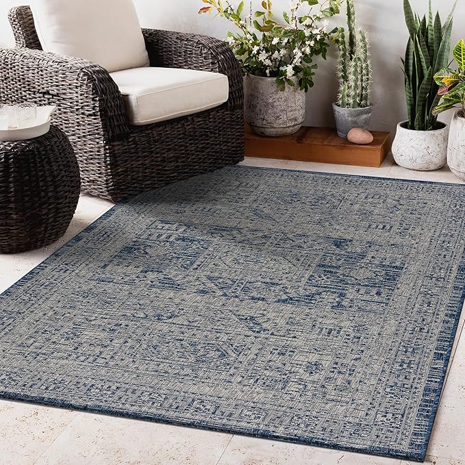 Keen Home Design Terrace Outdoor Area Rug - 5x8 Washable Indoor/Outdoor Rug for Patio, Kitchen, Balcony, Beach, Garden, Deck and Porch, Size: 5'3"x7'7"-Ruum Studio Home