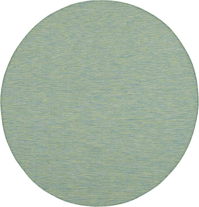 Nourison Positano Indoor/Outdoor Blue/Green 6' x Round Area Rug, Easy Cleaning, Non Shedding, Bed Room, Living Room, Dining Room, Backyard, Deck, Patio (6 Round)-Ruum Studio Home