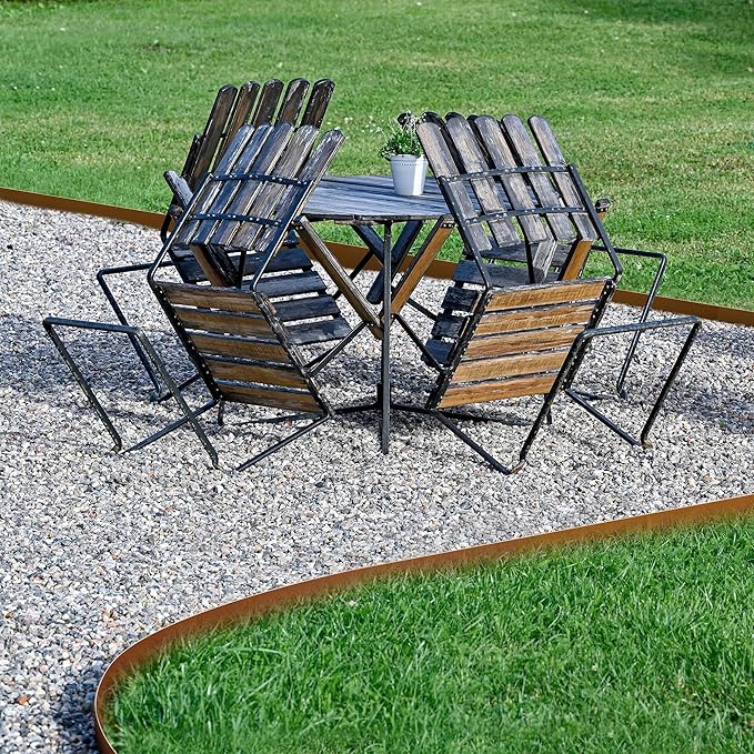 Worth Garden 6-Pack Pre-Rusted Cor-Ten Steel Landscape Edging - 40" L x 6" H Each (20ft Total) - No-Dig Hammer-in Heavy Duty 14-Gauge Metal Edging Border w/ 7 Clips & Gloves - Edge for Lawn Yard-Ruum Studio Home