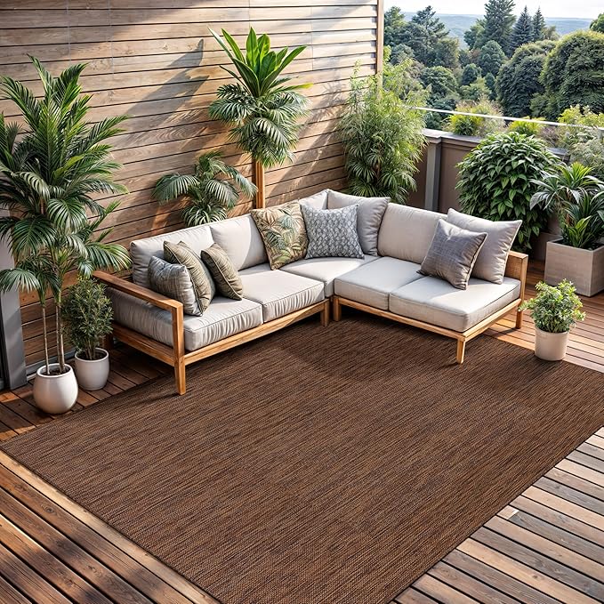 CAMILSON Outdoor Rug 9x12 Modern Area Rugs for Large Indoor and Outdoor Patios and Porches - Waterproof, Washable, Non-Shedding, Easy-to-Clean Outside Carpet (9 x 12, Solid - Gold)-Ruum Studio Home