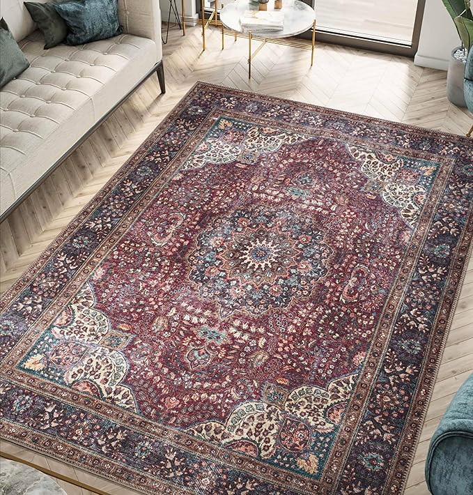 Keen Home Design 3x5 Rug - Machine Washable Entry Rug with Non-Slip Backing, Ideal for Enteryway, Kitchen, Bathroom, Laundry Room - Vintage, Easy Clean, Durable, Low Pile Rug - (3' x 5')-Ruum Studio Home