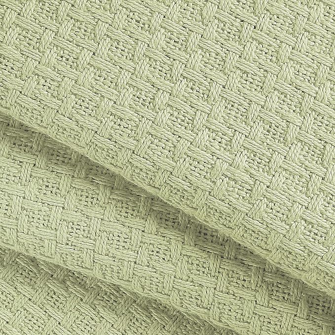 BELIZZI HOME 100% Cotton Bed Blanket, Breathable Bed Blanket Twin Size, Cotton Thermal Blankets Twin, Perfect for Layering Any Bed for All Season, Sage Green-Ruum Studio Home