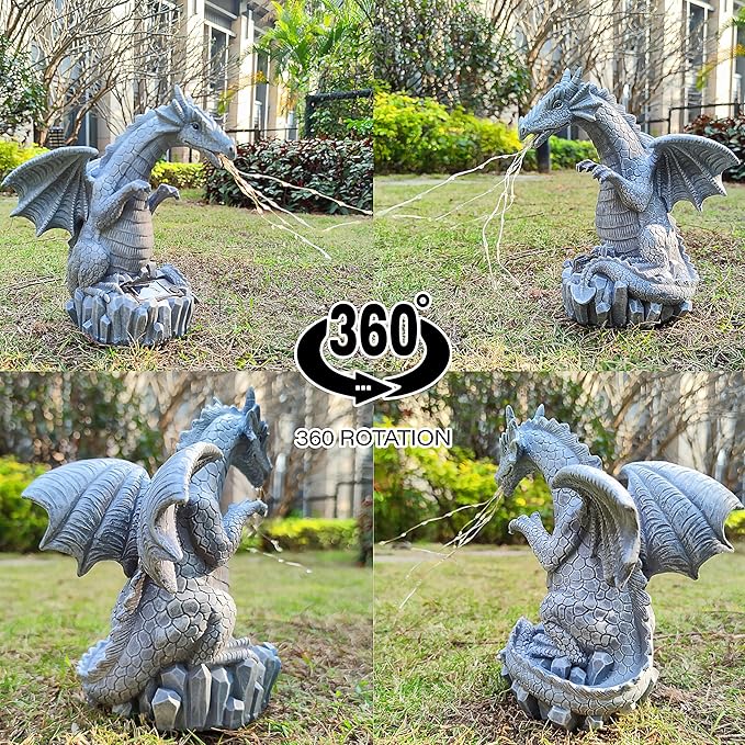 Dragon Solar Garden Statues Outdoor Decoration with LED Light Strings,Dragon Figurine Solar Lights Lawn Décor,Outside Statue Ornament for Patio, Balcony, Yard,Unique Gifts for Mom Grandma-Ruum Studio Home
