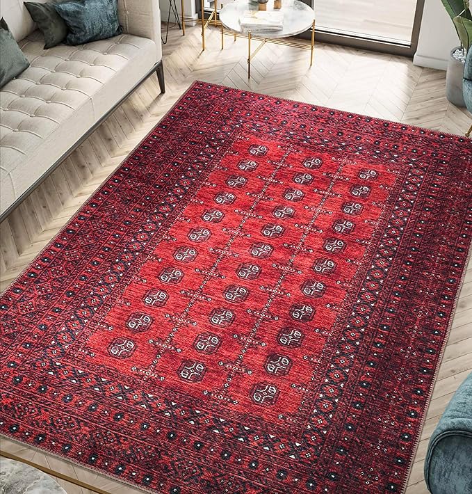 Keen Home Design 6x9 Rug - Machine Washable Area Rug with Non-Slip Backing, Ideal for Living Room, Dining Room, Bedroom - Vintage, Easy Clean, Durable, Low Pile Rug - (6' x 9')-Ruum Studio Home