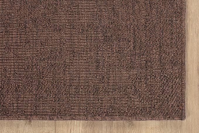 CAMILSON Easy Jute Rug 9x12, Indoor Outdoor Brown Color Fiber Area Rugs for Living Room Patio and Kitchen Rug, Solid Boho Woven Design, Easy-Cleaning, Washable Outside Carpet Alfombras (9 x 12)-Ruum Studio Home