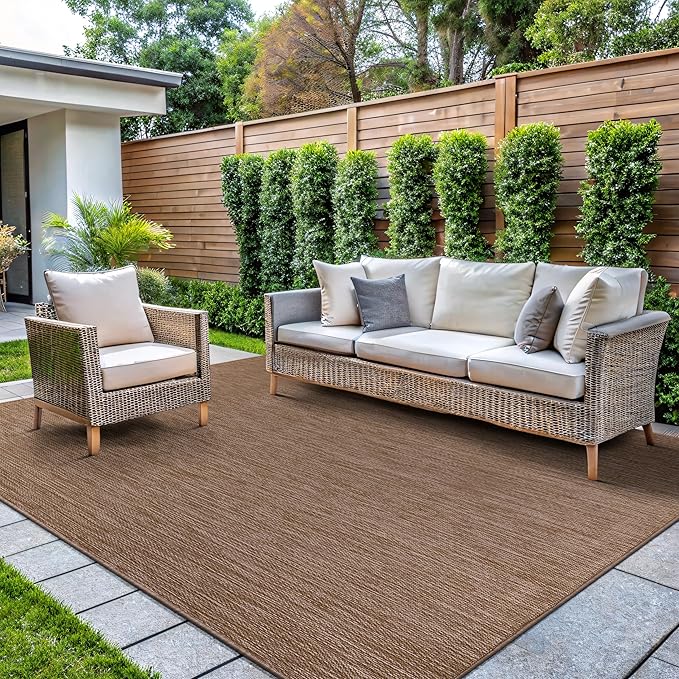 CAMILSON Outdoor Rug 8x10 Modern Area Rugs for Indoor and Outdoor Patios and Porches - Waterproof, Washable, Non-Shedding, Easy-to-Clean Outside Carpet (8 x 10, Solid - Jute)-Ruum Studio Home