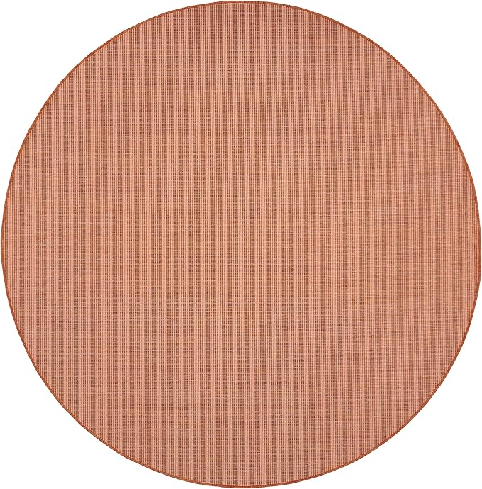 Nourison Positano Indoor/Outdoor Terracotta 8' x Round Area Rug, Easy Cleaning, Non Shedding, Bed Room, Living Room, Dining Room, Backyard, Deck, Patio (8 Round)-Ruum Studio Home