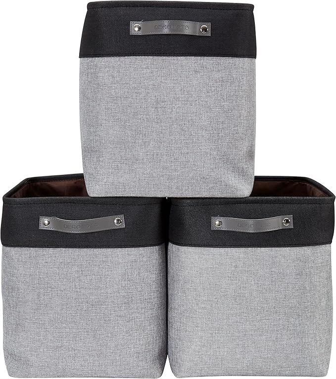 DECOMOMO Extra Large Storage Baskets 54.5L Fabric Storage Bins for Organizing Linen Closet, Toys, Nursery (Grey and Black, XXXL - 3 pack)-Ruum Studio Home