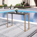 Sophia & William Bar Table,Bar Height Pub Table Counter Height Bar Table,Larimar Tabletop and Natural Woodgrain Legs,Black-Ruum Studio Home