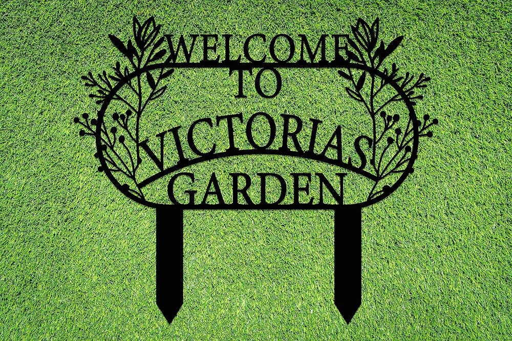 Personalized Metal Garden Sign with Stake, Custom Garden Decor for Outdoor, Custom Family Name Sign, Patio Decorations, Lawn Art, Farmhouse Decorative, Housewarming Gift (CstmDesign3)-Ruum Studio Home