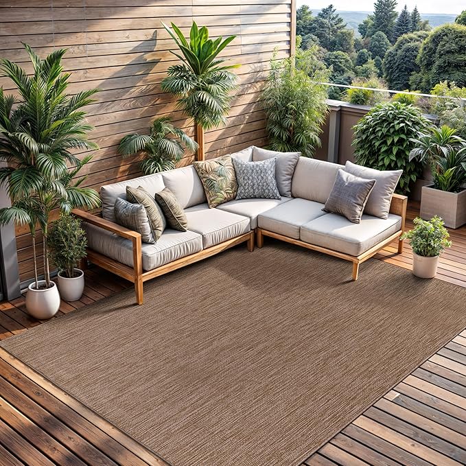 CAMILSON Outdoor Rug 8x10 Modern Area Rugs for Indoor and Outdoor Patios and Porches - Waterproof, Washable, Non-Shedding, Easy-to-Clean Outside Carpet (8 x 10, Solid - Jute)-Ruum Studio Home
