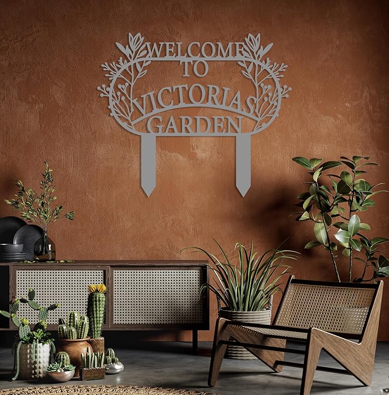 Personalized Metal Garden Sign with Stake, Custom Garden Decor for Outdoor, Custom Family Name Sign, Patio Decorations, Lawn Art, Farmhouse Decorative, Housewarming Gift (CstmDesign3)-Ruum Studio Home